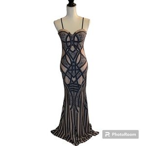 Venus Geometric Patterned Sweetheart Fit and Flare Party Dress Gown Size S NWT